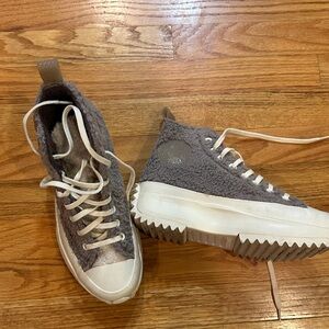 Converse Gray High-Top Sneakers with White Soles Size 9